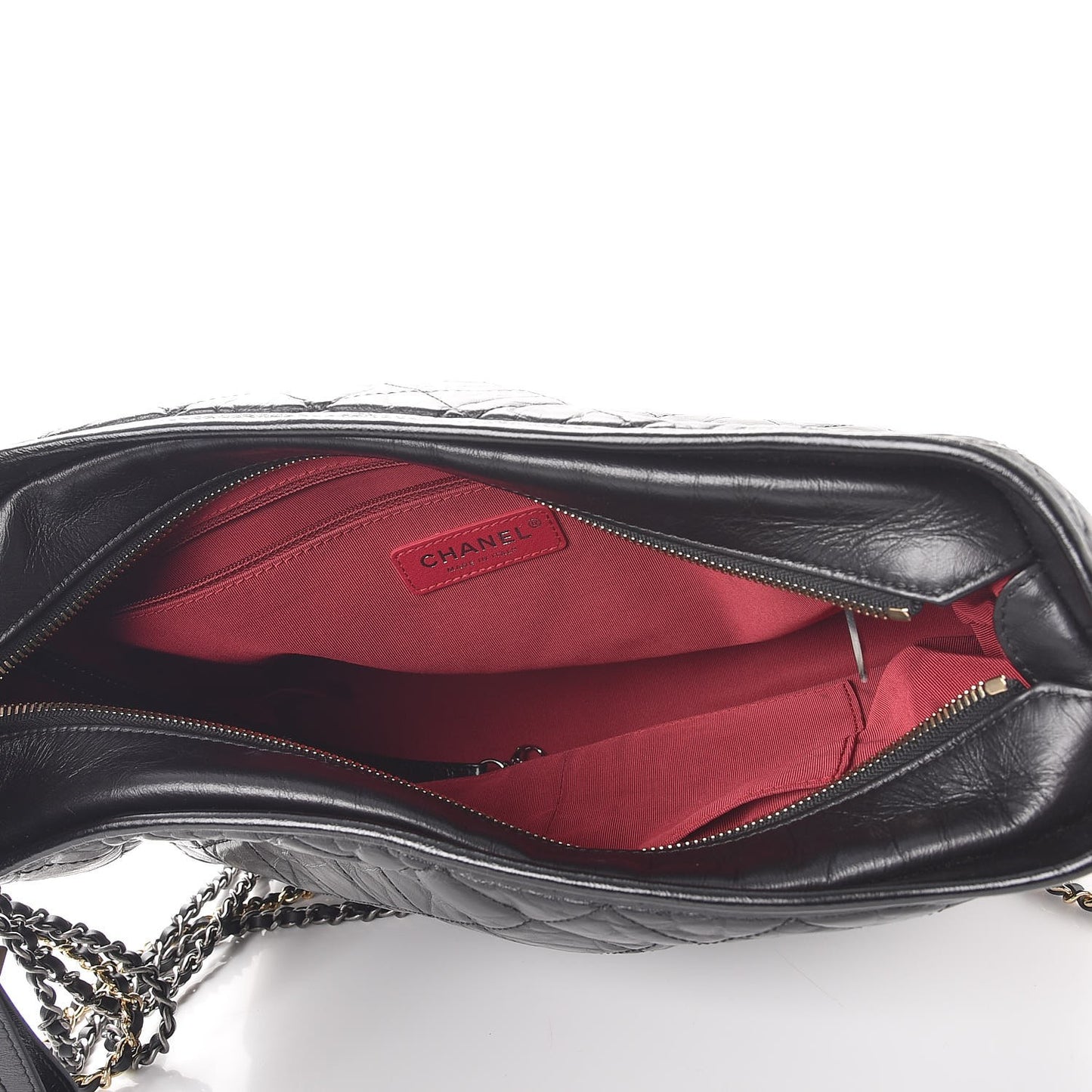 Aged Calfskin Quilted Large Gabrielle Hobo Black