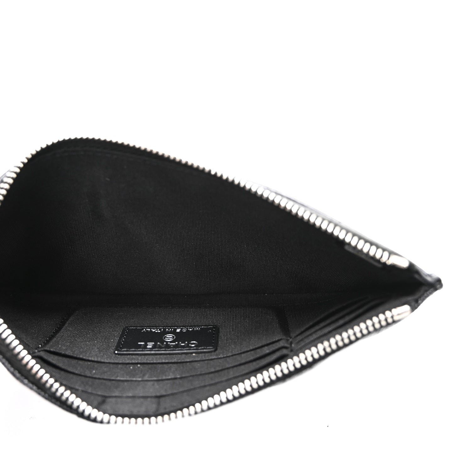 Caviar Quilted Mademoiselle Vintage Zip Pouch Black