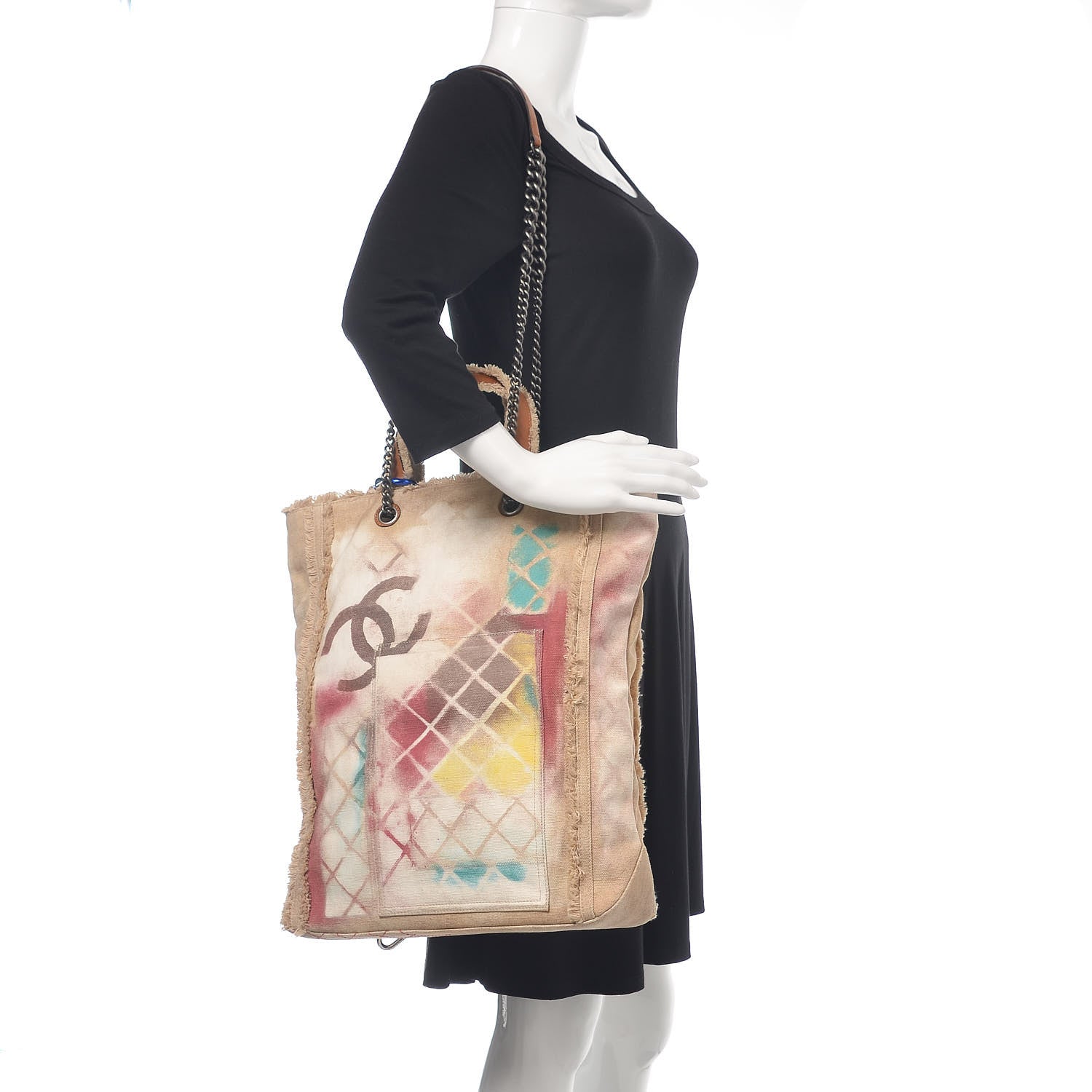Chanel Canvas Large Graffiti Tote Beige 2 of 9