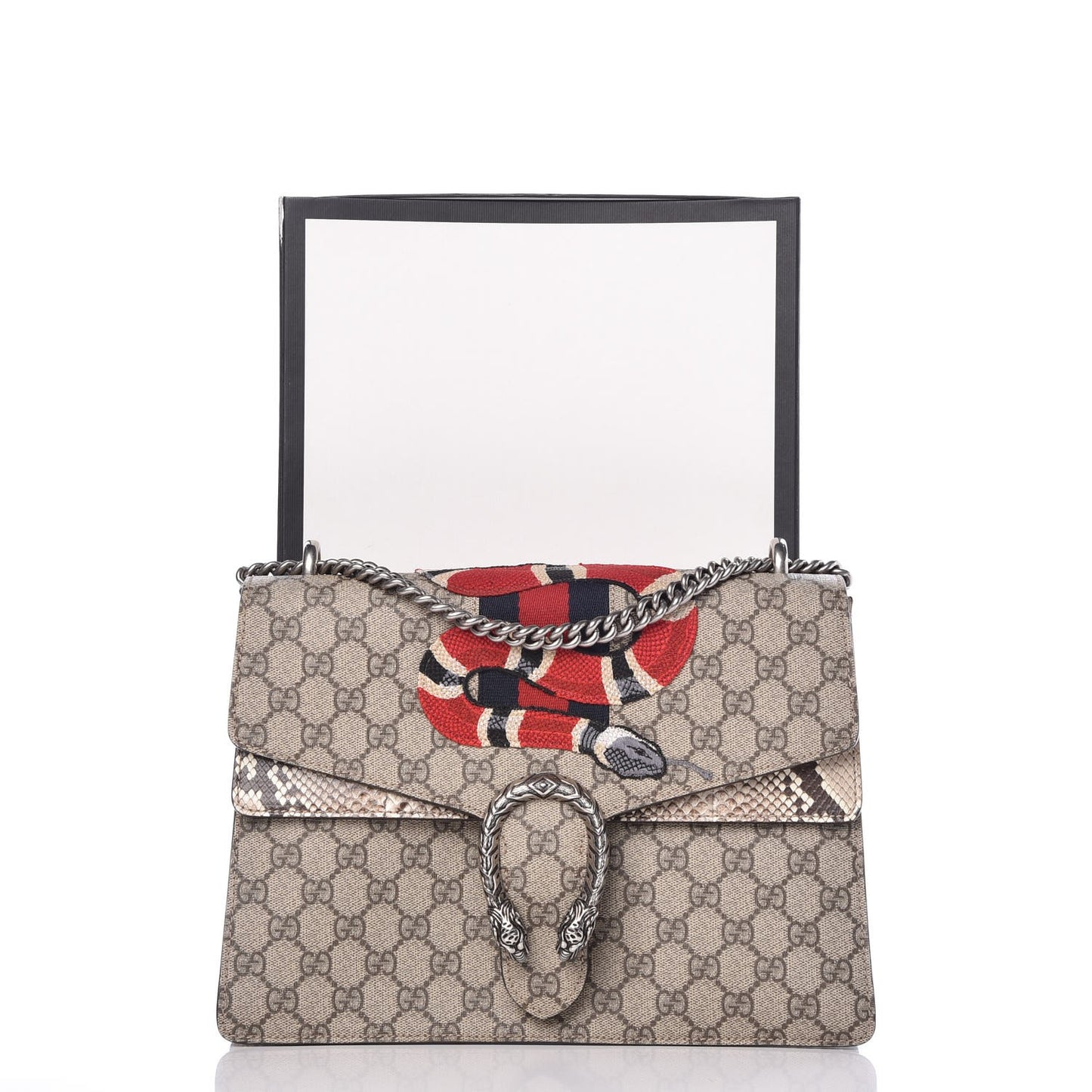 GG Supreme Monogram Kingsnake Embroidered Medium Dionysus Shoulder Bag Beige