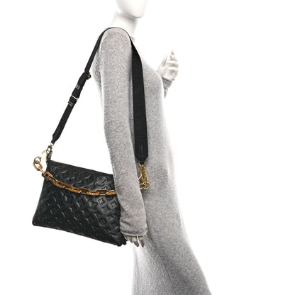 Louis Vuitton Lambskin Embossed Monogram Coussin MM Black 2 of 9