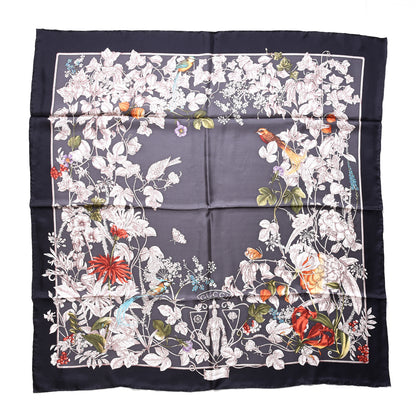 Gucci Silk Twill Wondergardenia Square Scarf Anthracite 1 of 6