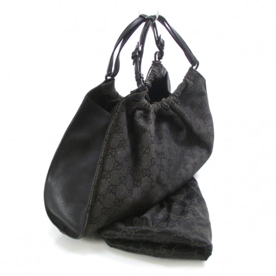 Gucci Denim Monogram Shoulder Bag Black 4 of 13