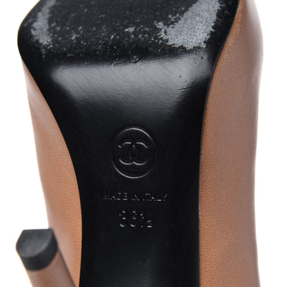 Chanel Lambskin CC Bow Cap Toe Short Boots 36.5 Beige Black 6 of 10