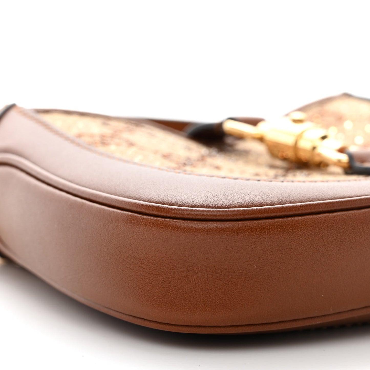 New Canvas Charisma Calfskin Crystal GG Monogram Mini Jackie 1961 Hobo Camel Ebony