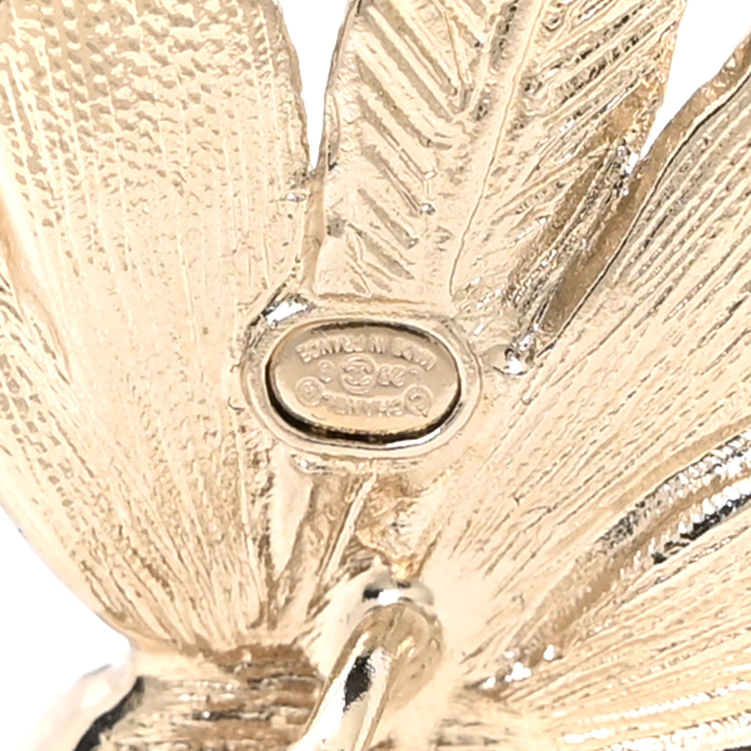 Chanel Metal Pearl Feather Clip On Earrings Gold 4 of 5