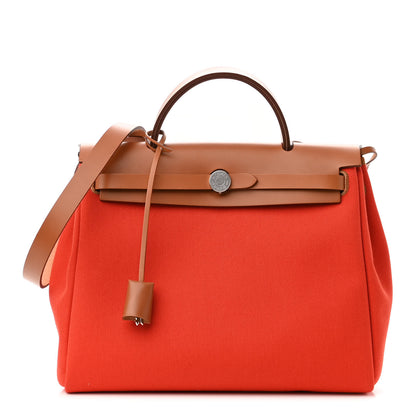 Hermes Vache Hunter Toile Herbag Zip 31 PM Capucine Fauve 3 of 12
