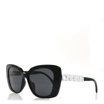 Chanel Acetate Strass Square Sunglasses 5422-B-A Black White 1 of 7