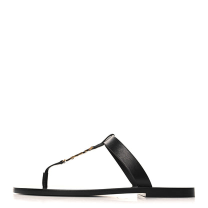Saint Laurent Calfskin Mens Cassandra Monogram Sandals 43 Black 1 of 10
