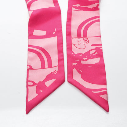 Hermes Silk Brides de Gala En Desordre Twilly Fuchsia Rose Buvard 5 of 5