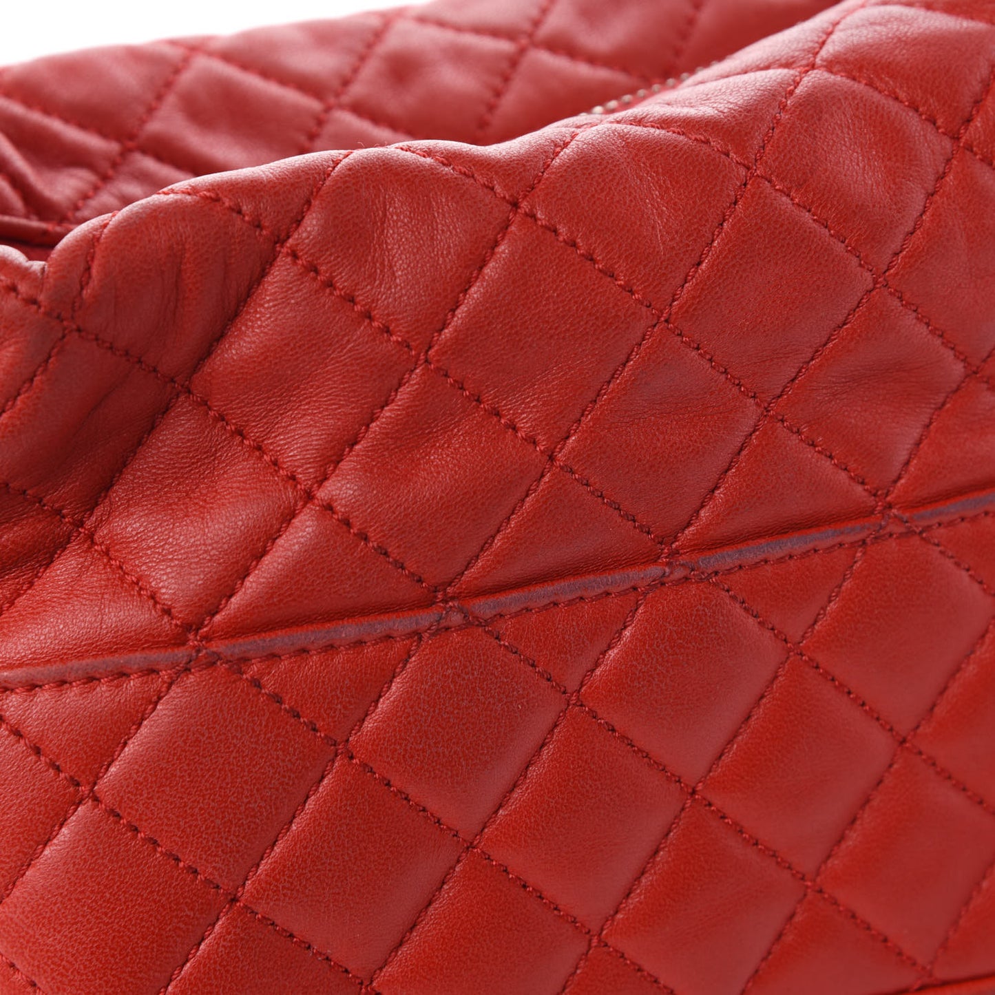 Lambskin Quilted Hobo Red