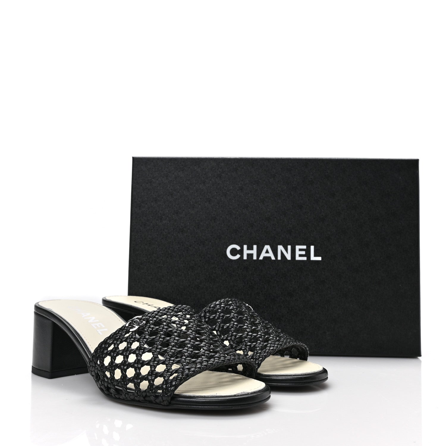 Chanel Shiny Braided Goatskin Mule Sandals 40 Black 8 of 8