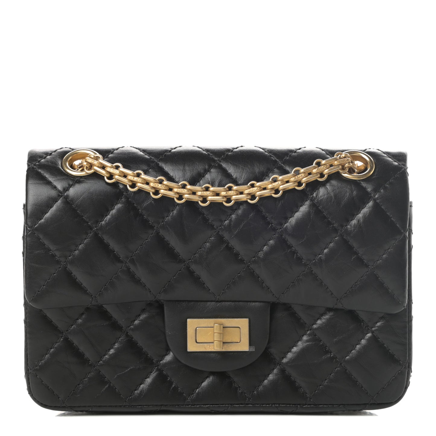 Aged Calfskin Quilted 2.55 Reissue Mini Flap Black