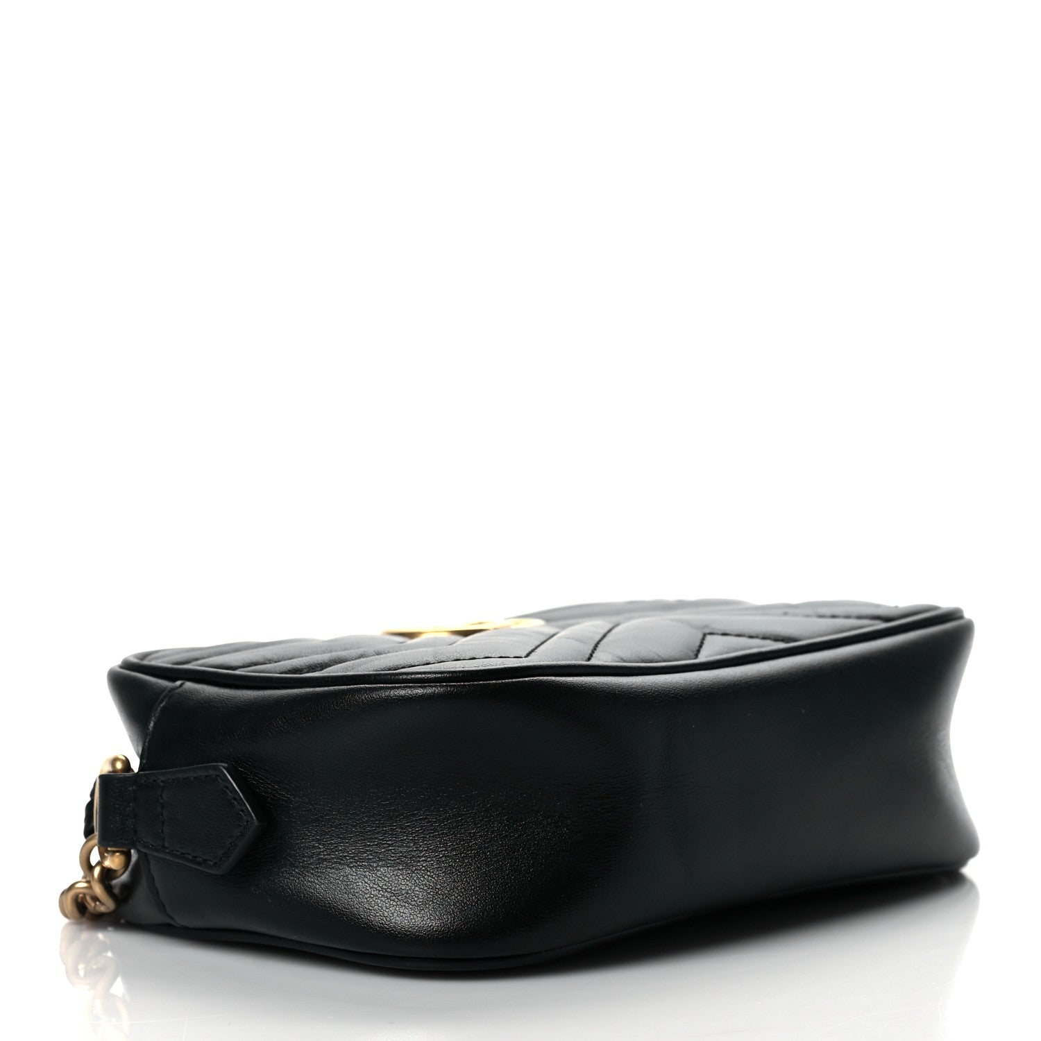 Gucci Calfskin Matelasse Mini GG Marmont Chain Shoulder Bag Black 6 of 21