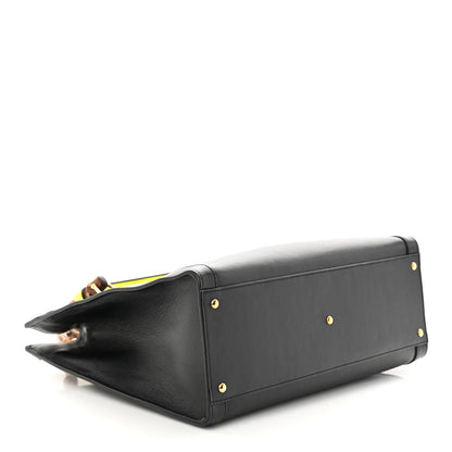 Gucci Calfskin Medium Diana Tote Bag Black Yellow Fluo 4 of 11
