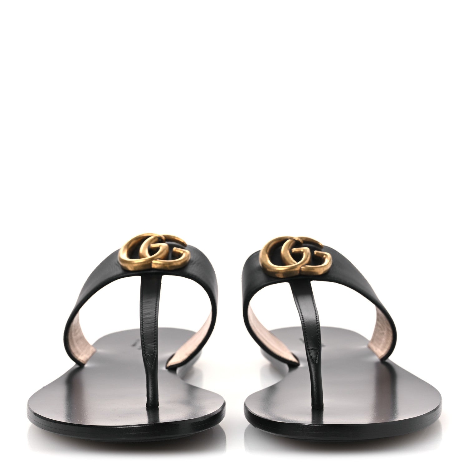 Gucci Calfskin GG Marmont Thong Sandals 38 Black 3 of 11
