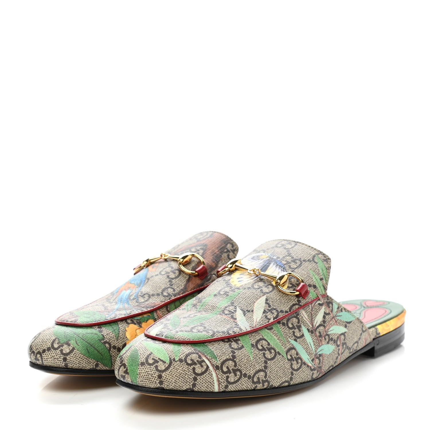 Gucci GG Supreme Monogram Tian Womens Princetown Slippers 39.5 Beige Ebony Multicolor 3 of 8