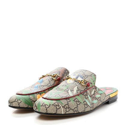 Gucci GG Supreme Monogram Tian Womens Princetown Slippers 39.5 Beige Ebony Multicolor 3 of 8