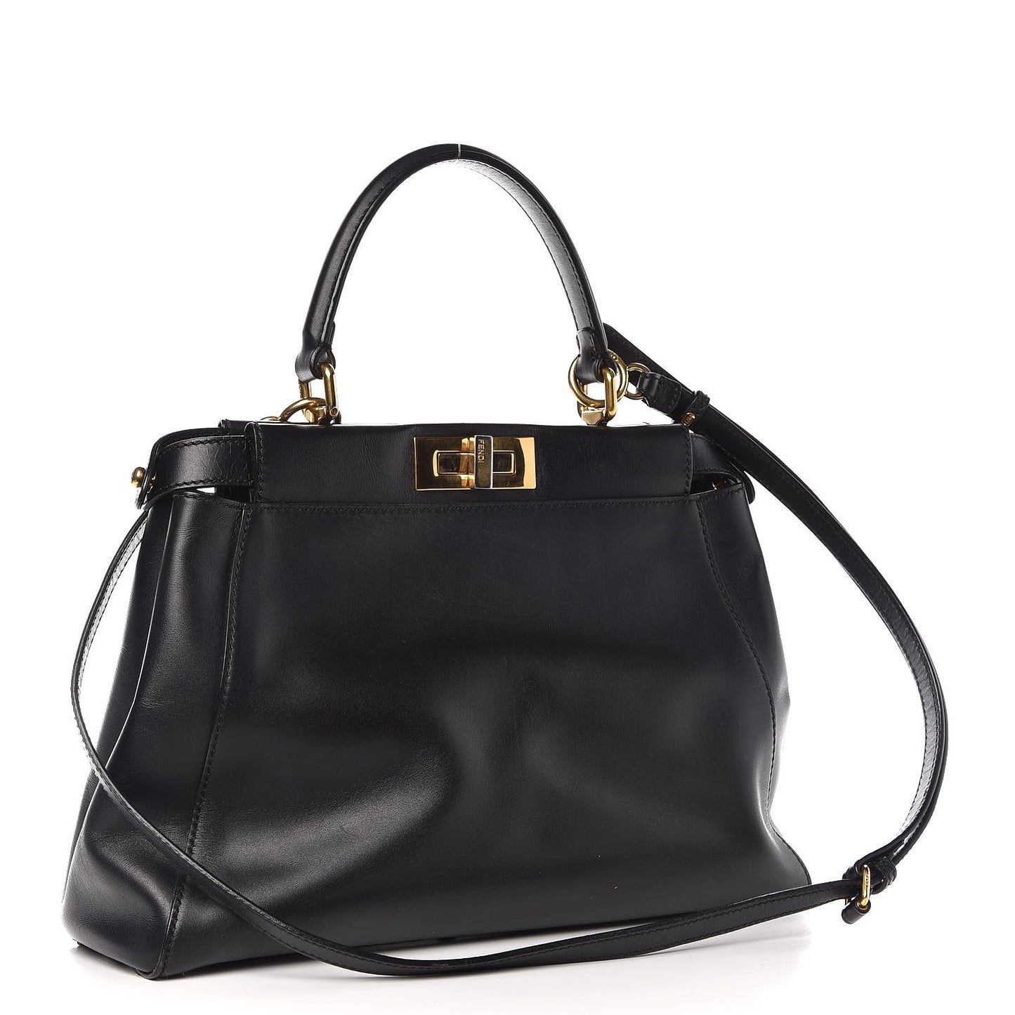 Vitello Morgan Shiny Nappa Medium Peekaboo Iconic Satchel Black