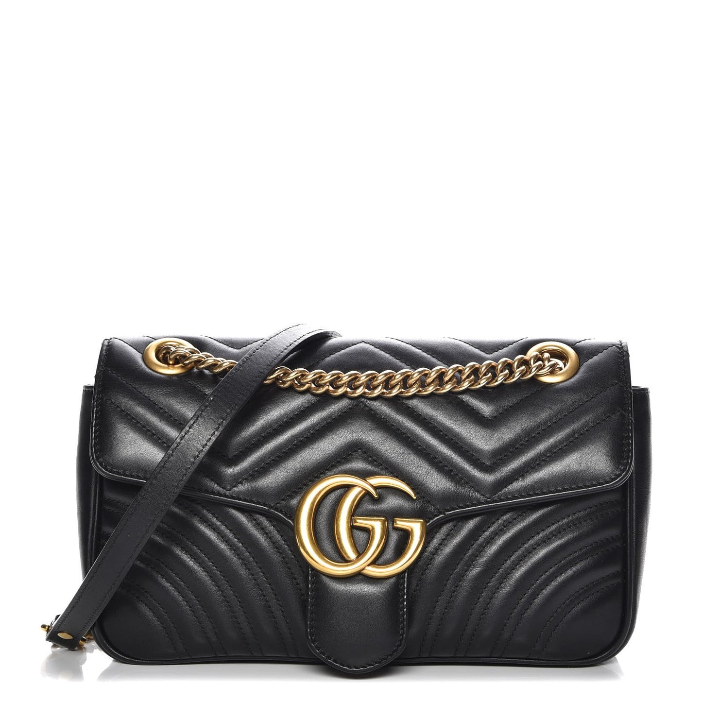 Calfskin Matelasse Small GG Marmont Shoulder Bag Black