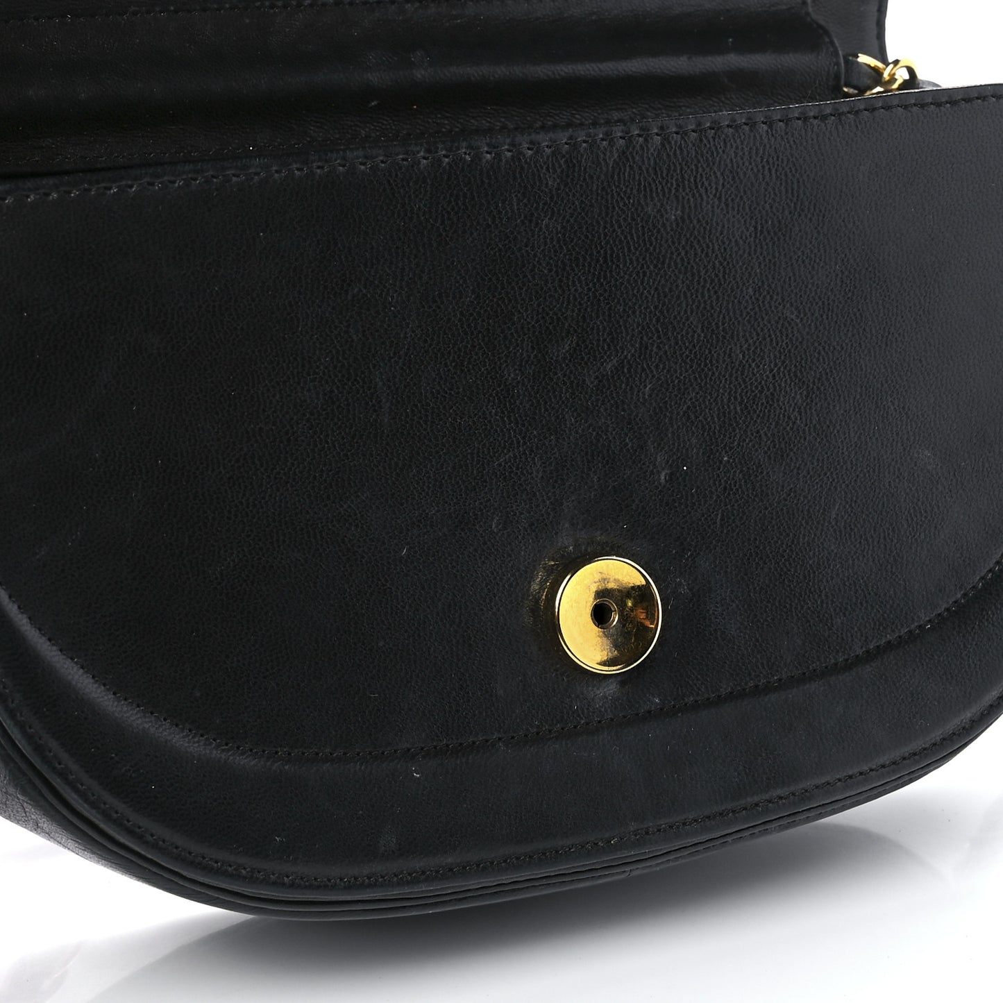Lambskin Ribbon Stitched Small Single Flap Black