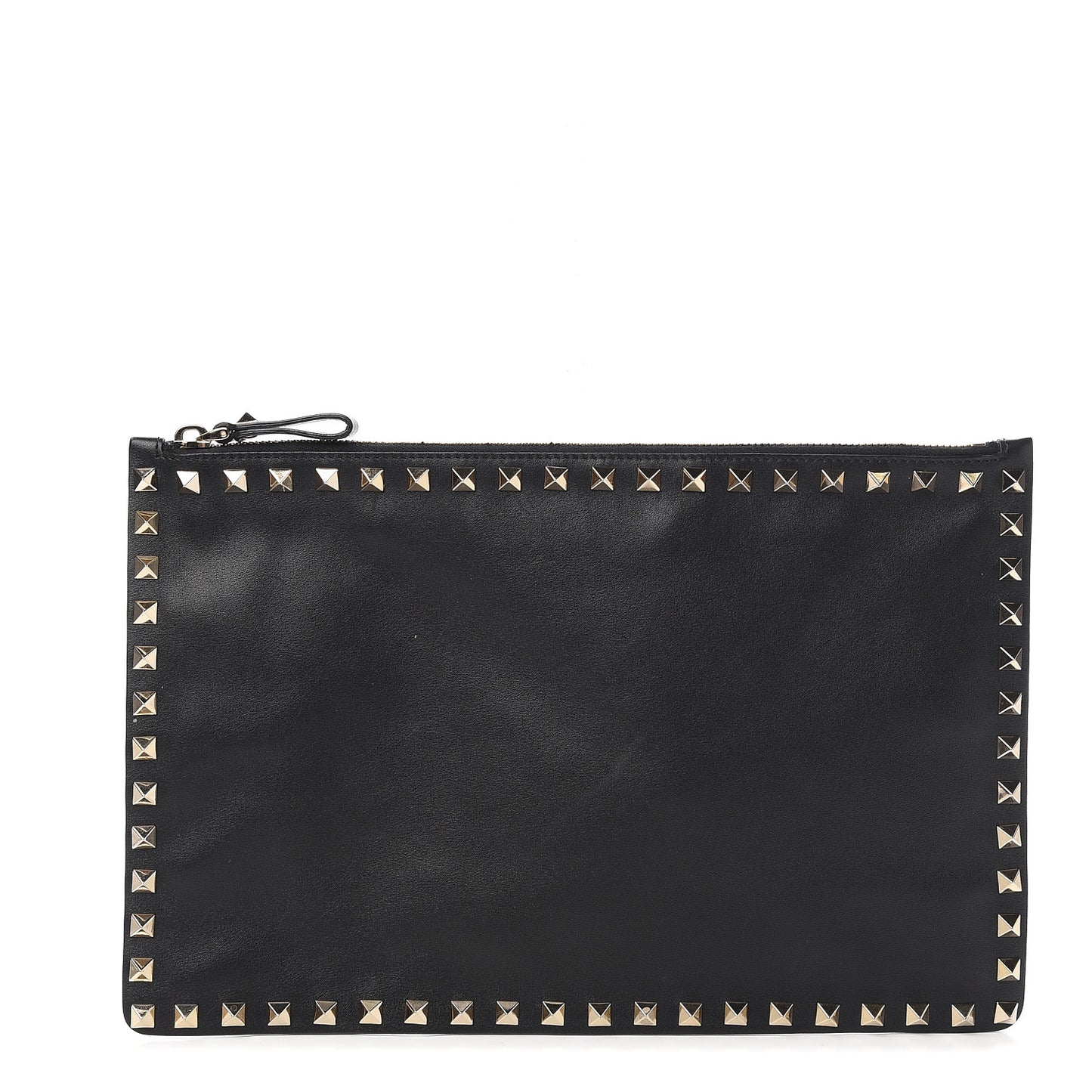 Vitello Large Rockstud Zip Pouch Black