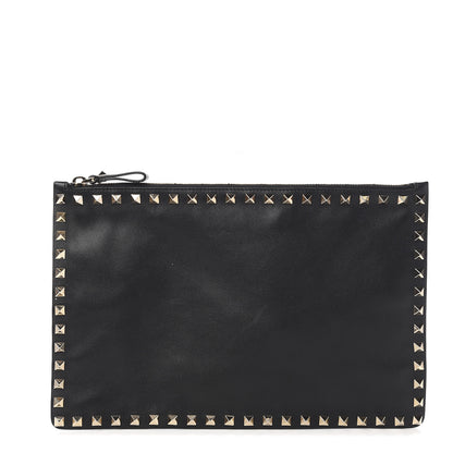 Valentino Garavani Vitello Large Rockstud Zip Pouch Black 1 of 5