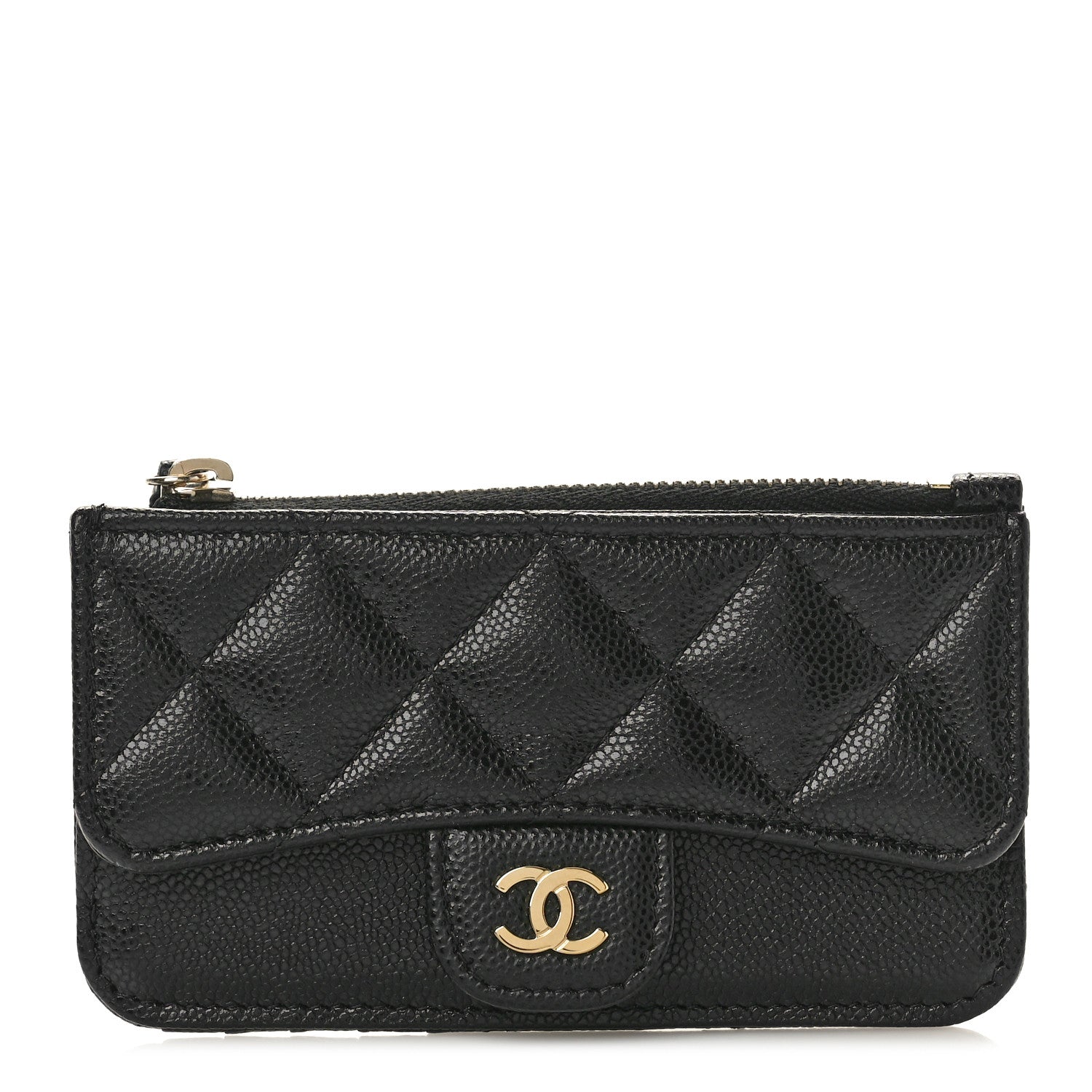 Chanel Caviar Quilted Flap Zip Card Holder Black 1 of 9
