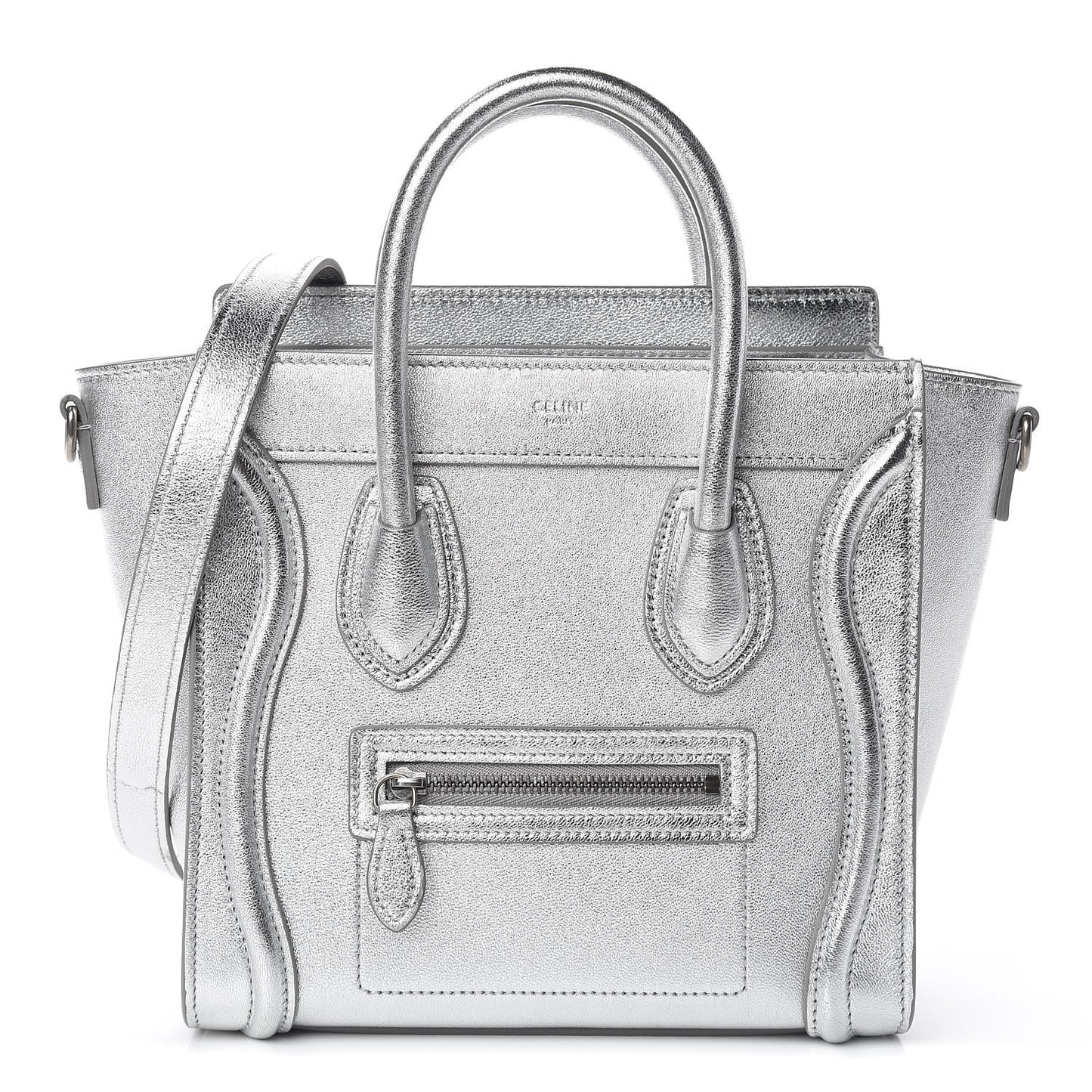 Laminated Lambskin Nano Luggage Silver