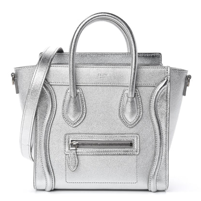 Celine Laminated Lambskin Nano Luggage Silver 1 of 11