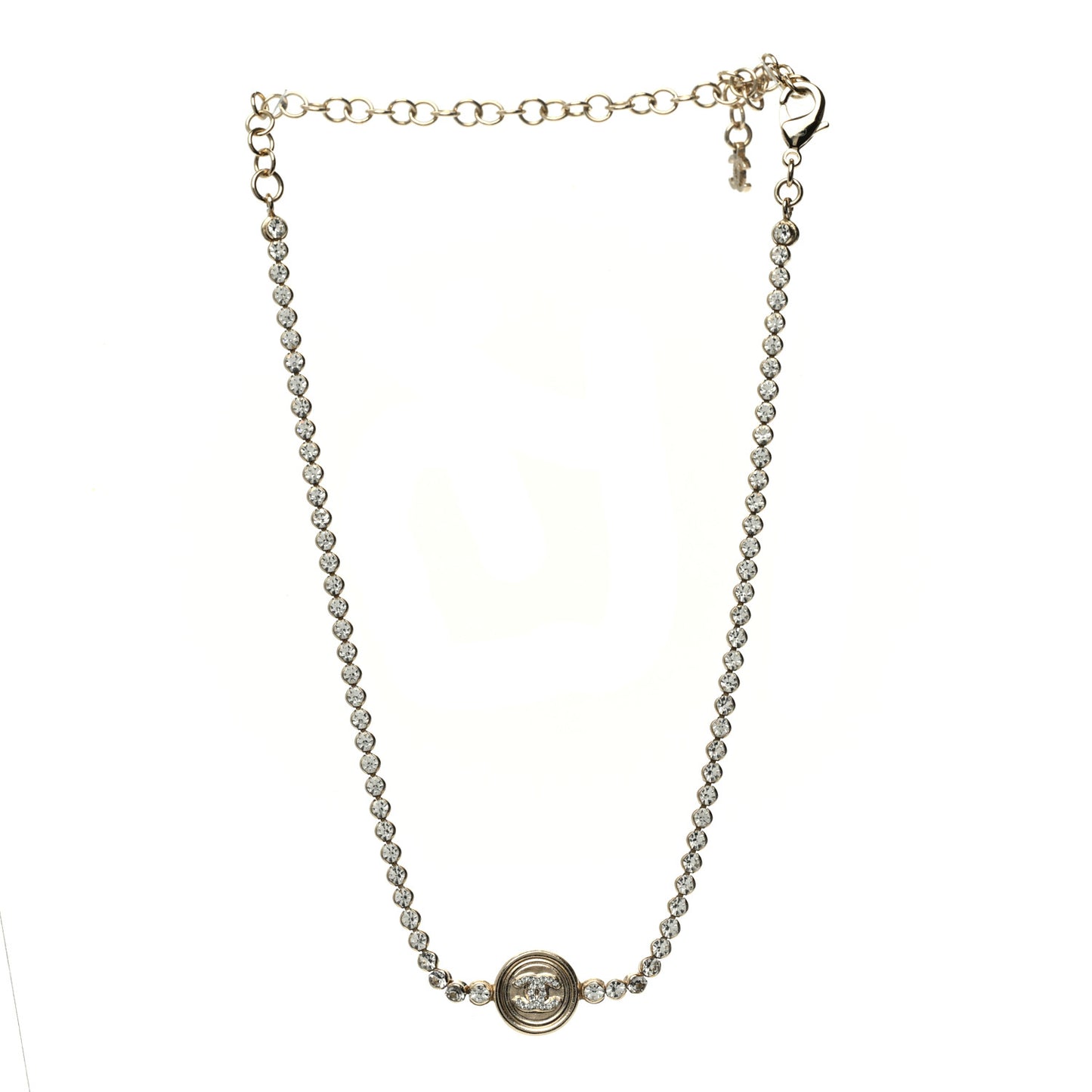 Crystal CC Chain Short Necklace Gold