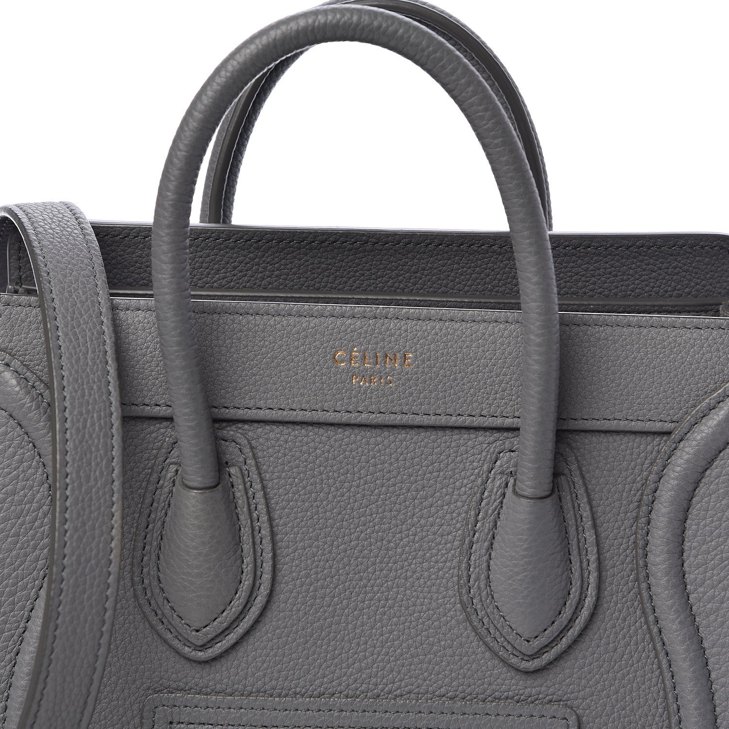 Celine Drummed Calfskin Nano Luggage Kohl 10 of 10