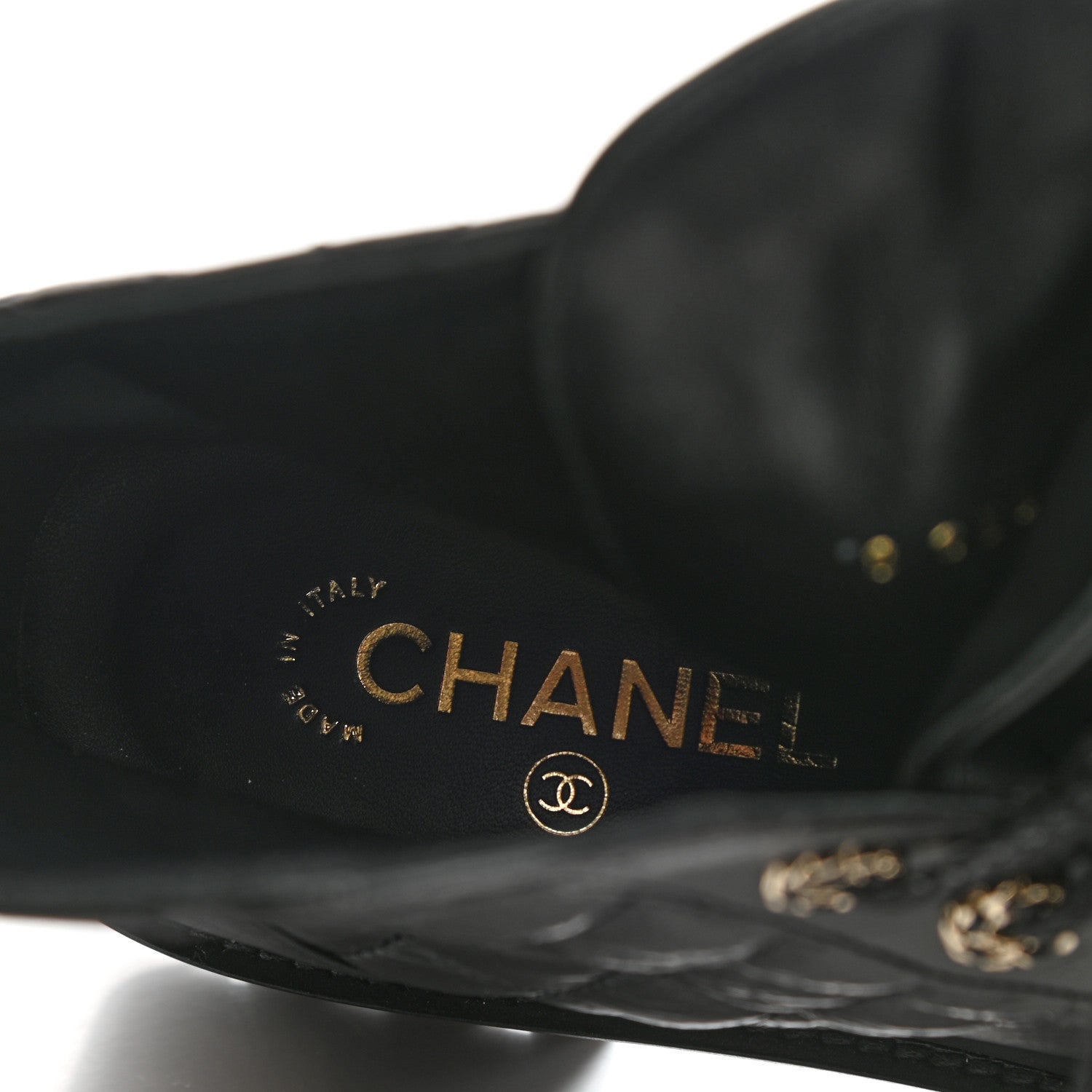 Chanel Shiny Goatskin Calfskin Quilted Lace Up Combat Boots 38 Black 7 of 8