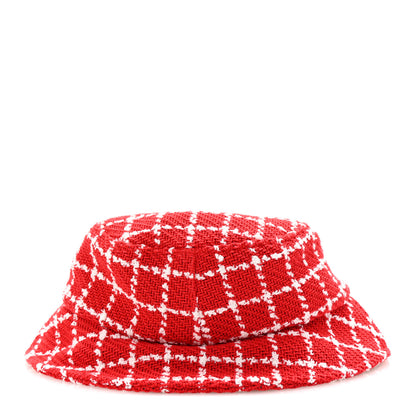 Chanel Cotton Tweed CC Bucket Hat L Red White 6 of 8