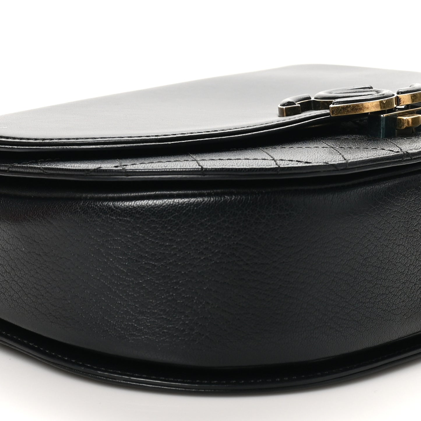 Shiny Calfskin Goatskin Quilted Medium Coco Curve Messenger Flap Black