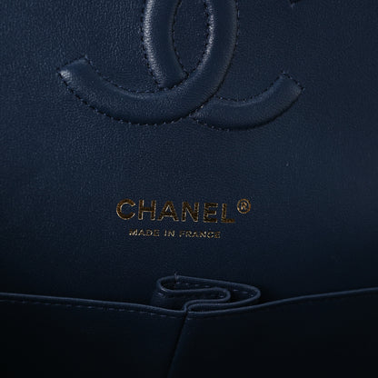 Chanel Printed Denim Quilted Medium Double Flap Dark Blue 6 of 11