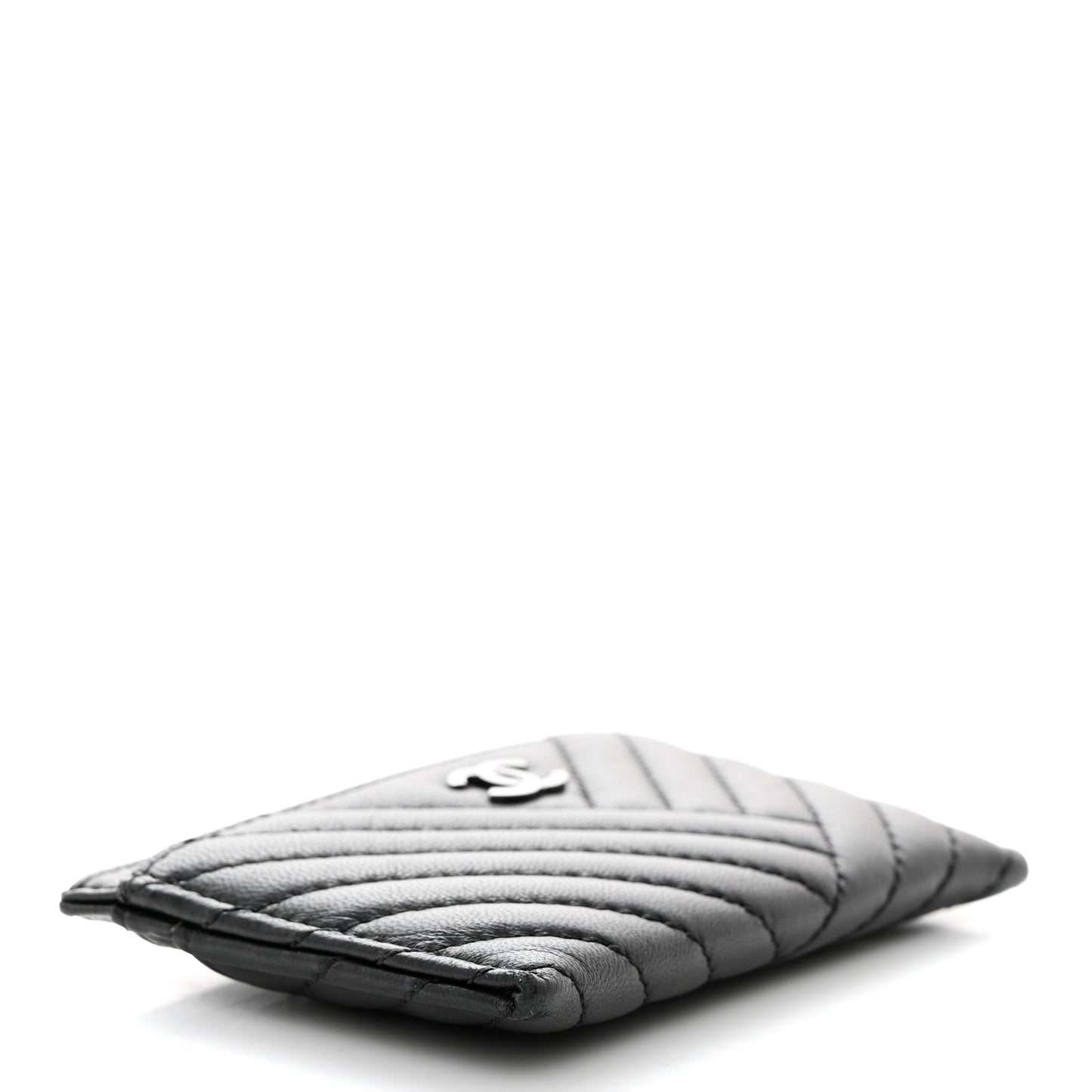 Lambskin Chevron Quilted Card Holder So Black