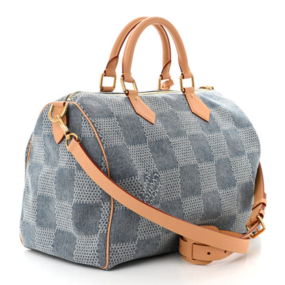 Louis Vuitton Damier Denim 3D Speedy Bandouliere 40 Bleu 3 of 10