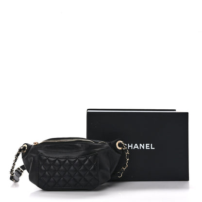 Chanel Lambskin Quilted Waist Bag Fanny Pack Black 10 of 10