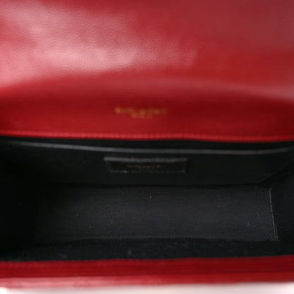 Saint Laurent Grain De Poudre Textured Mixed Matelasse Triquilt Medium Monogram Satchel Oxblood 5 of 9