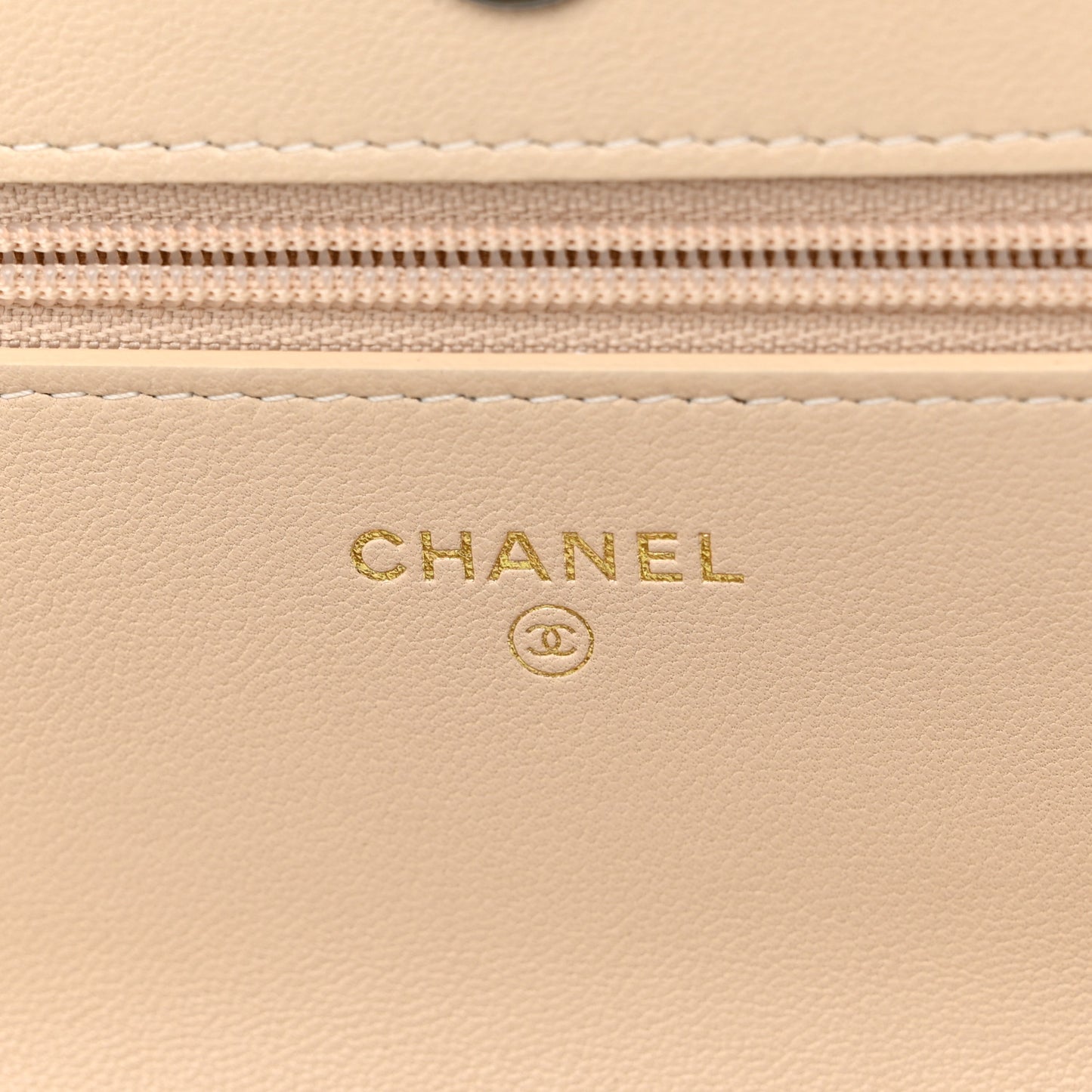 Goatskin Quilted Chanel 19 Wallet On Chain WOC Beige