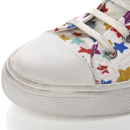 Saint Laurent Distressed Canvas Fun-Star Print Bedford Hightop Sneakers 36 Cream 7 of 9