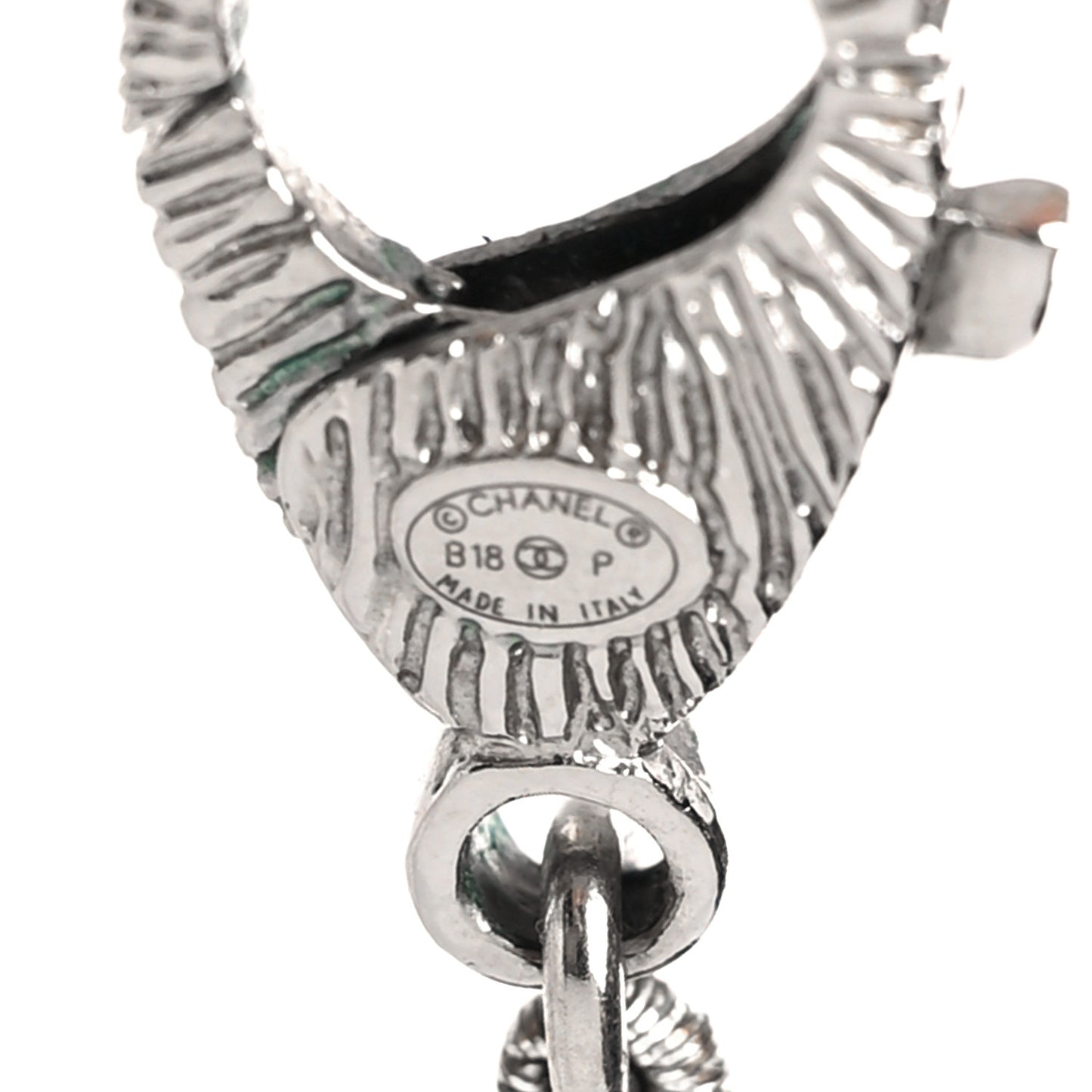 Baguette Crystal Beaded CC Long Necklace Black Silver