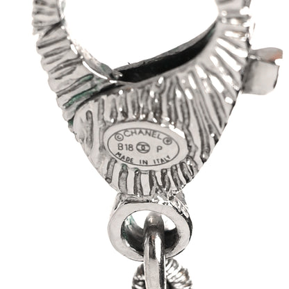 Chanel Baguette Crystal Beaded CC Long Necklace Black Silver 5 of 5