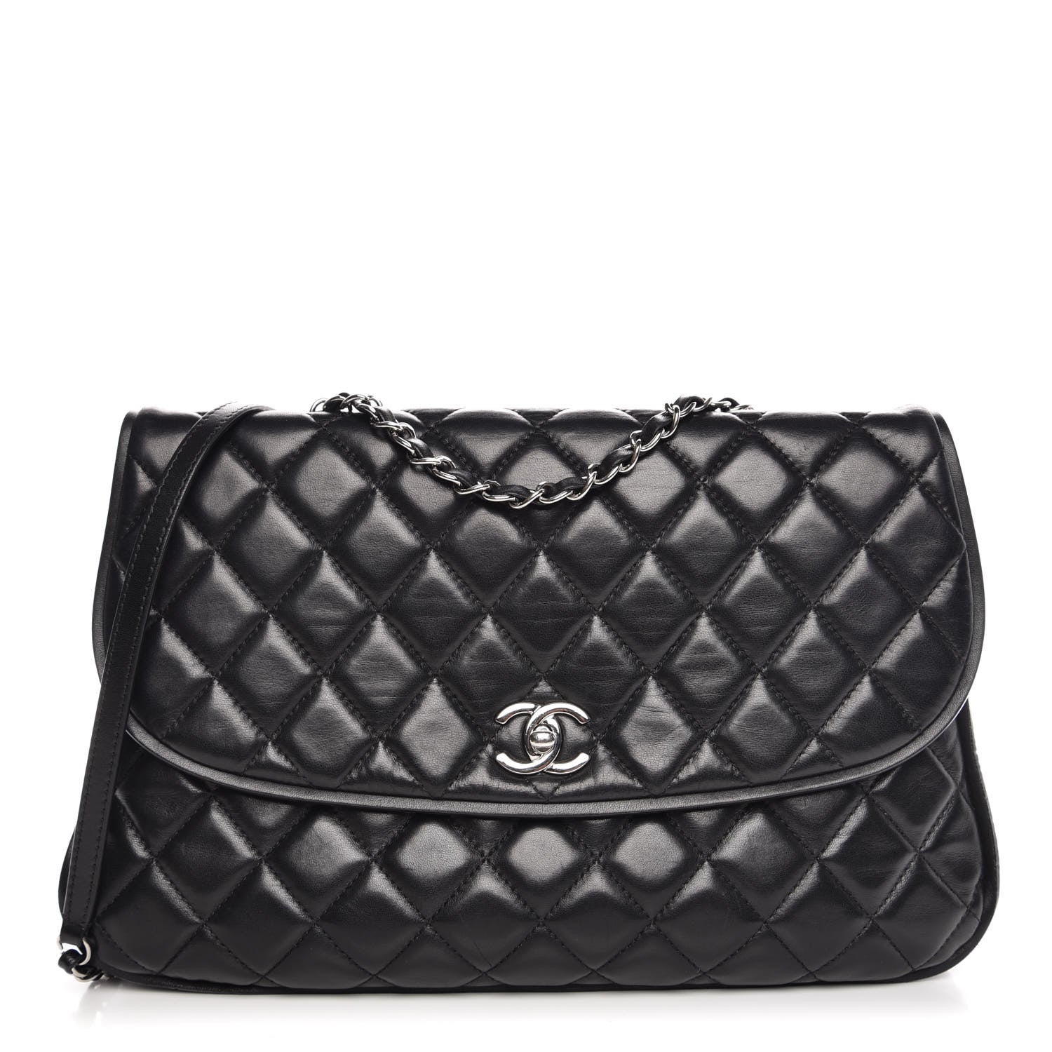 Chanel Lambskin Quilted Large Pagode Piping Flap Black 1 of 9