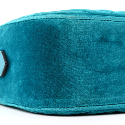 Gucci Velvet Matelasse Small GG Marmont Chain Shoulder Bag Pavone Cyan 9 of 12