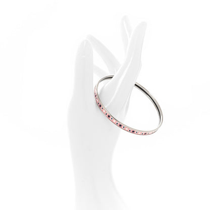 Hermes Enamel Printed Extra Narrow Bandana Bangle 70 Rose Fever 2 of 5