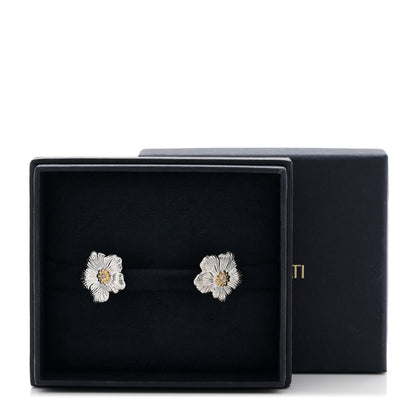 Buccellati Sterling Silver Vermeil Diamond Small Blossoms Gardenia Button Earrings 5 of 5