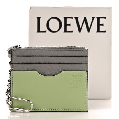 Loewe Soft Grained Calfskin Square Card Holder With Chain Pearl Grey Light Pale Green 8 of 8