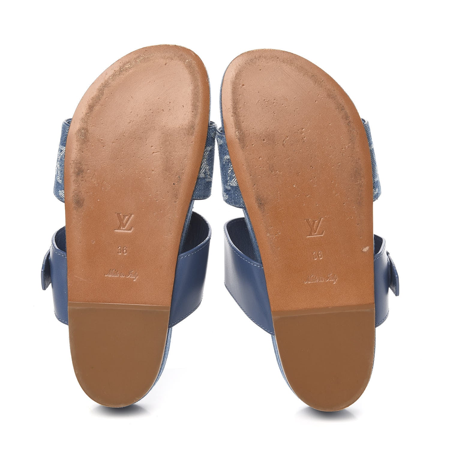 Louis Vuitton Monogram Denim Bom Dia Flat Mule Sandals 36 Blue 5 of 8
